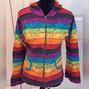The Collection Royal Bubbly Rainbow Hooded Jacket.    Size L